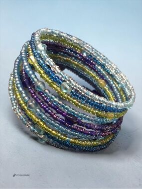 💖 Artisan Beaded Memory Wire Wrap Bracelet 💖